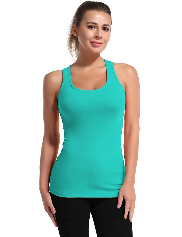 Yoga Bar with Date Paste -Racerback Athletic Tank Tops cyan