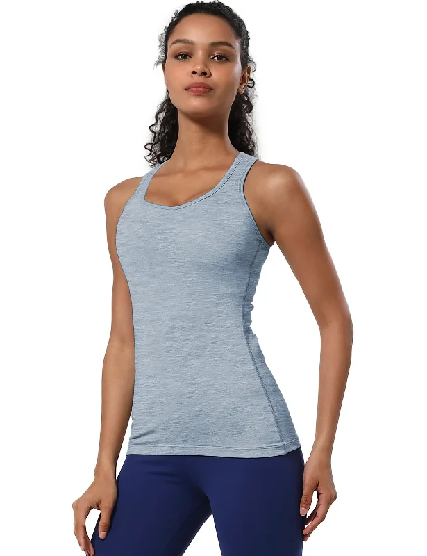 Yoga Bar for Better Endurance -Racerback Athletic Tank Tops heatherblue
