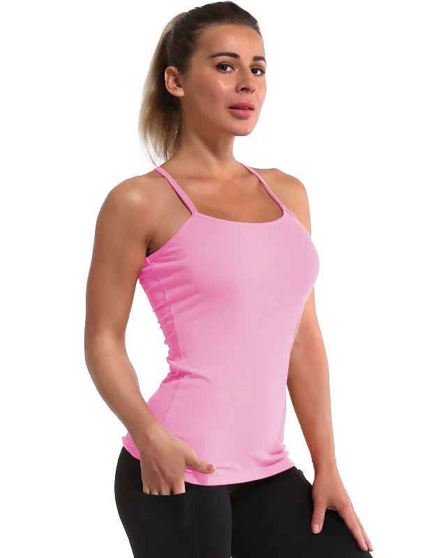 Yoga Bar with Turmeric for Wellness -Y-back Spaghetti Strap Tank Tops lightpink