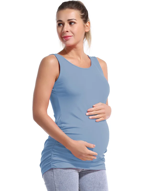 Yoga Bar with Gluten-Free Ingredients -Maternity Side Shirred Tank Top electricblue