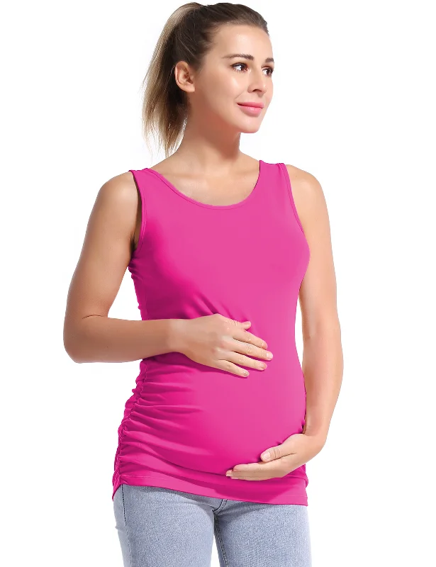Raw Yoga Bars for Clean Snacking -Maternity Side Shirred Tank Top magenta