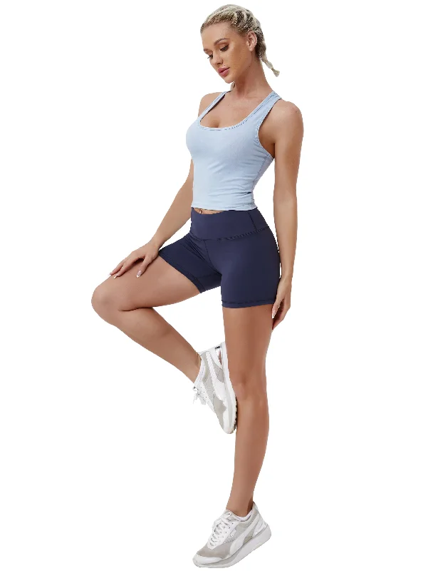 Yoga Bar for Energizing Post-Yoga -Racerback Athletic Crop Tank Tops heatherblue