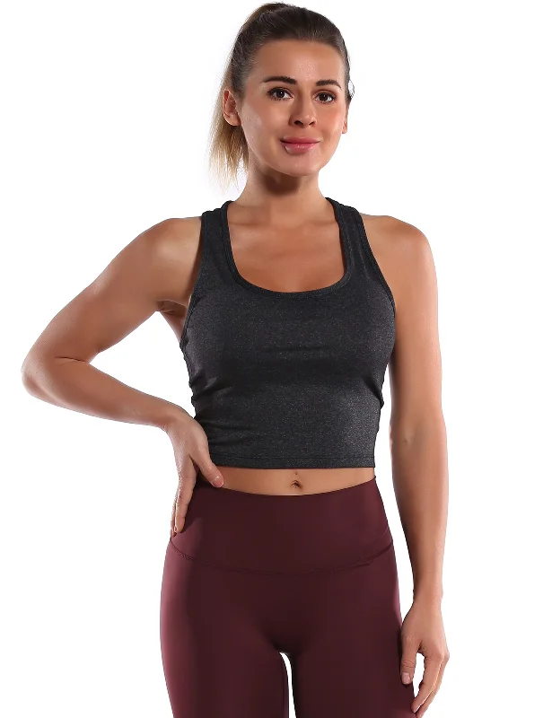 Yoga Bar with Coconut Flour -Racerback Athletic Crop Tank Tops heathercharcoal