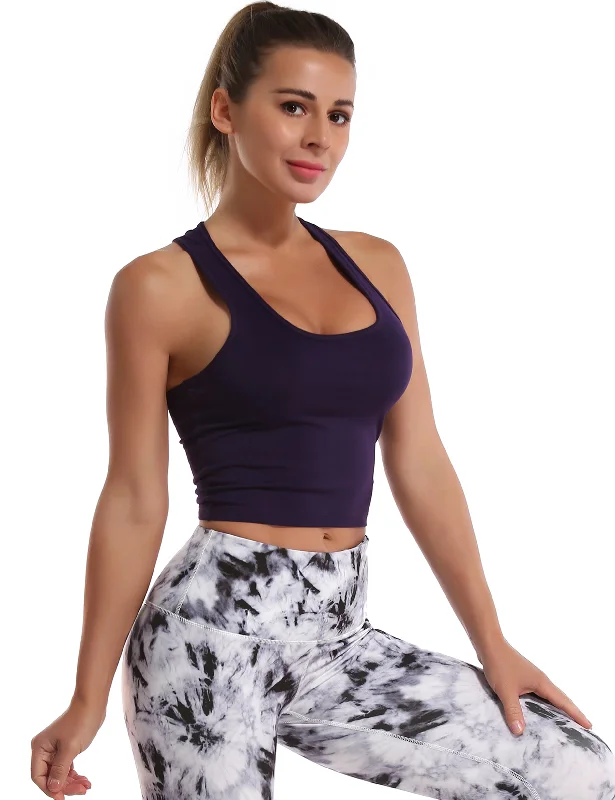 Yoga Bars for Endurance and Power -Racerback Athletic Crop Tank Tops midnightblue