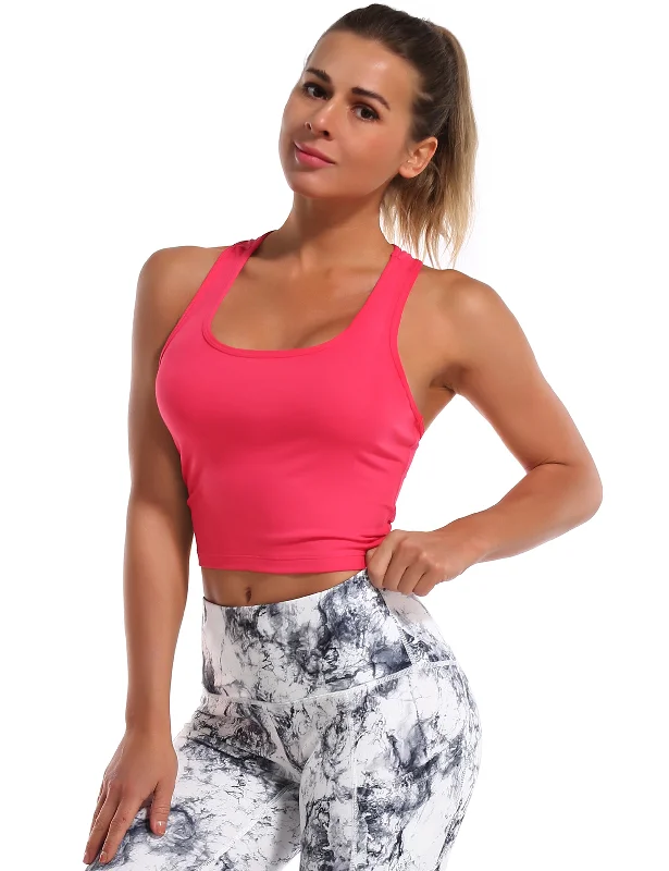 Yoga Bar with Spirulina and Chia Seeds -Racerback Athletic Crop Tank Tops red