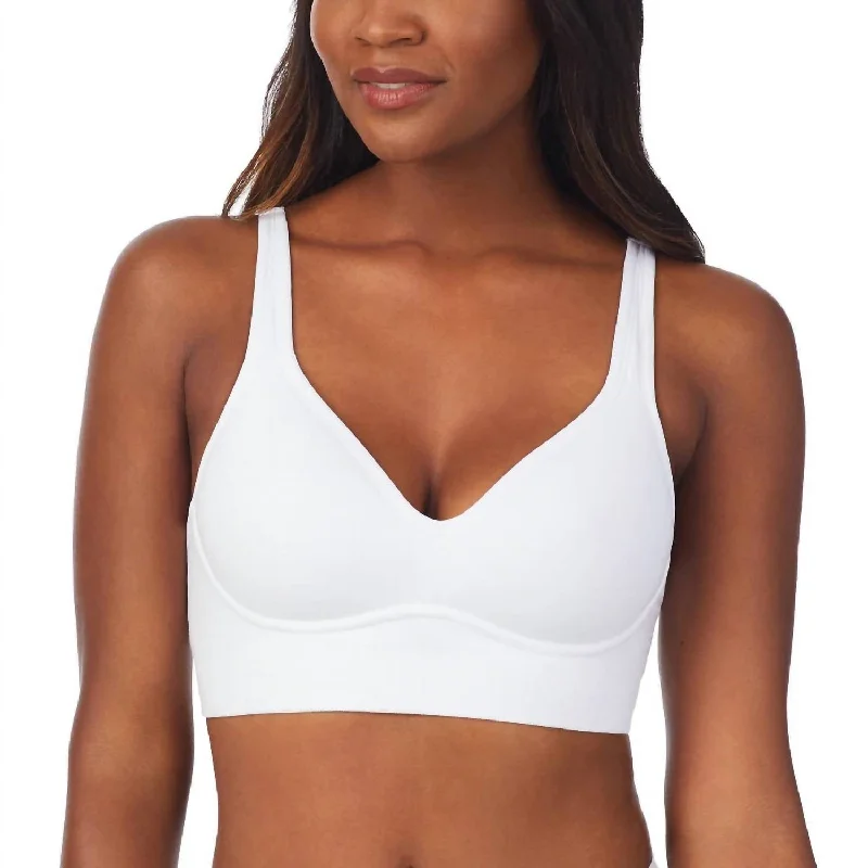 Yoga Bar for Lean Muscle -Cabana Cotton Seamless Built Up Wirefree Bra In White