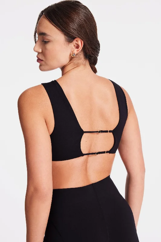 Yoga Bar with Coconut Oil for Smoothness -Calla Crop Cutout Bra - Black