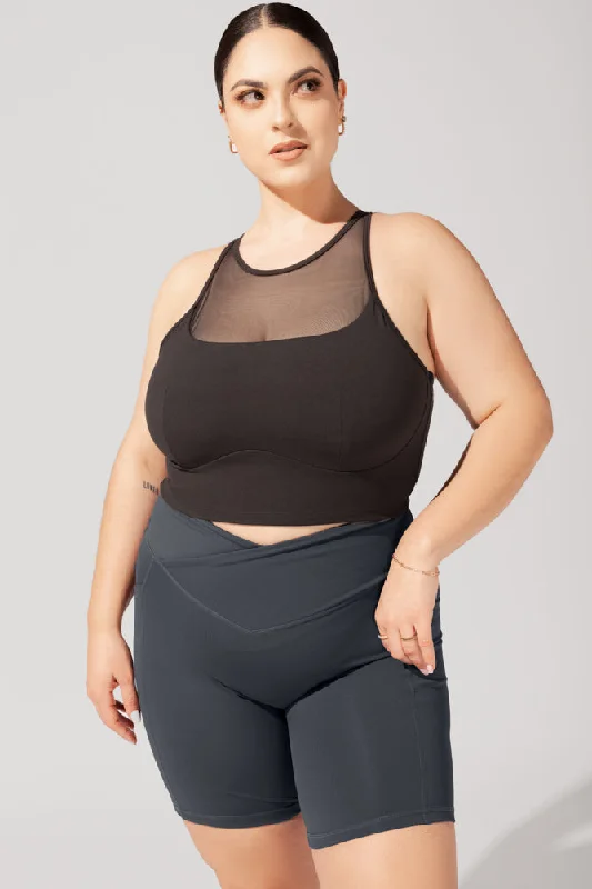 Yoga Bar with Protein and Healthy Fats -Celeste Mesh Crop Bralette - Black