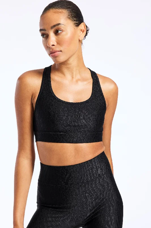 Yoga Bars for Clean Eating -Center Stage Jacquard Bra - Black