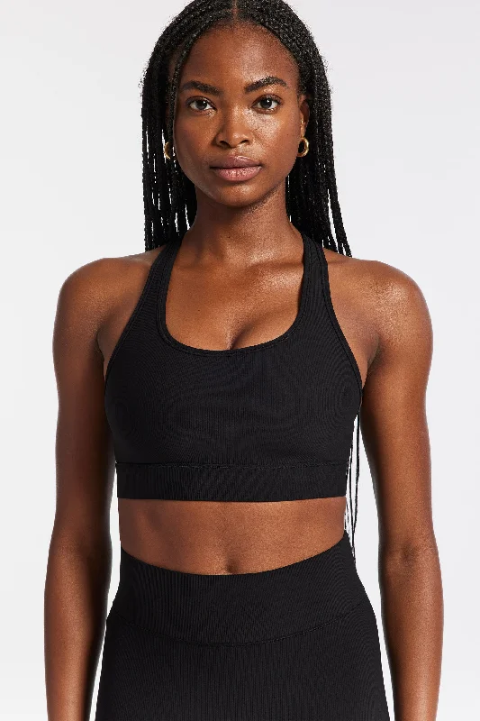 Yoga Bar with Organic Maple Syrup -Center Stage Rib Bra - Black