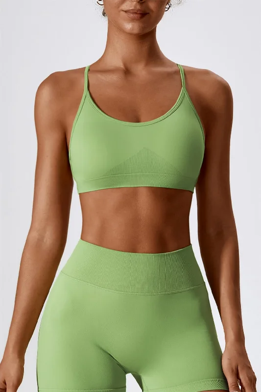 Yoga Bar for Pre-Workout Fuel -Chic Strappy Back Seamless Sports Bra