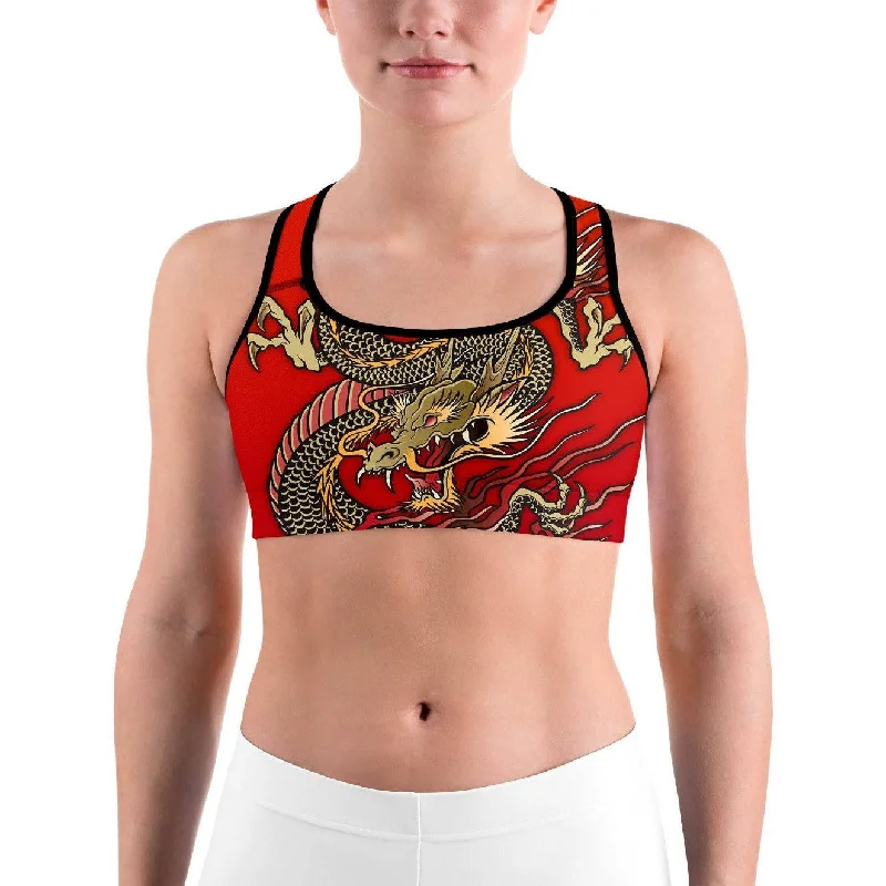 Yoga Bar for Healing Foods -Chinese Dragon Sports Bra
