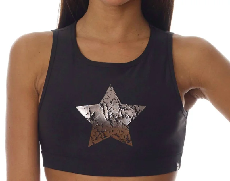 Yoga Bar for Fitness Goals -Chrome Star Low Impact Sports Bra In Black