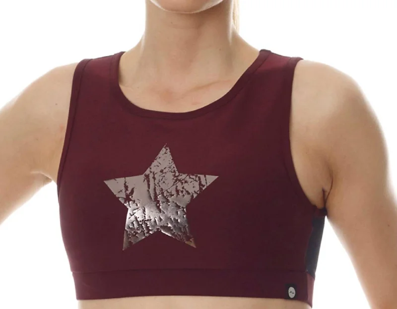 Yoga Bar with Carbohydrates for Energy -Chrome Star Mesh Low Impact Sports Bra In Red