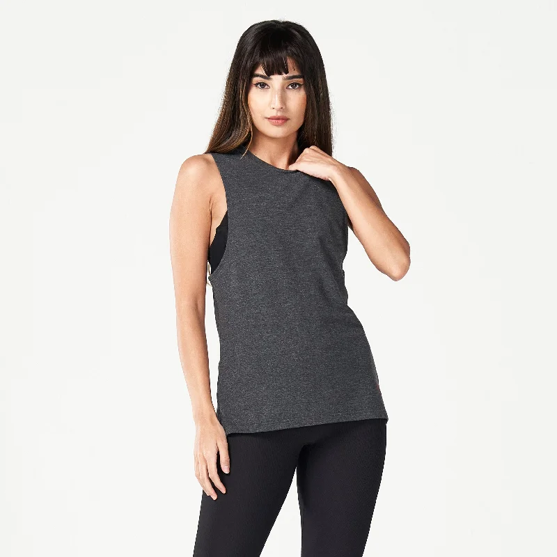 Yoga Bar for Healthy Energy Boost -Code Marl Tank - Black Marl