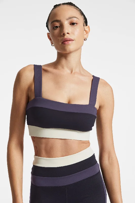 Yoga Bar with Pea Protein -Colorblock Bra - Black/grey/white