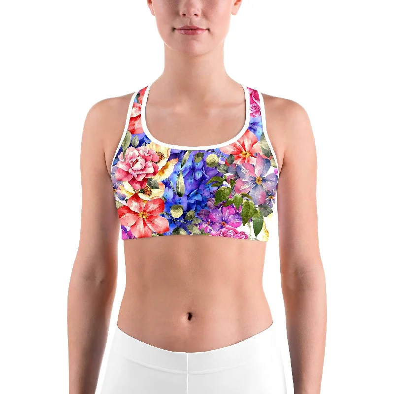 Yoga Bar with Fiber and Antioxidants -Colorful Floral Sports bra