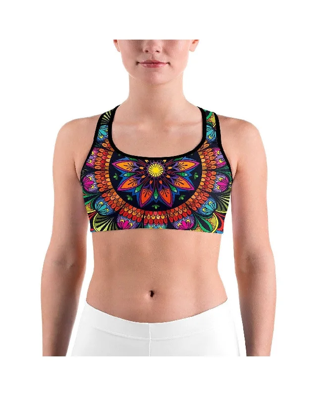 Yoga Bar for Stress Relief and Relaxation -Colorful Mandala Sports bra