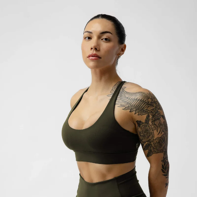 Yoga Bar with Dates -Combat Bra - Forest Green