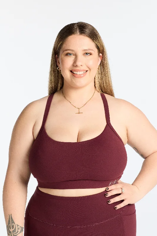 Yoga Bars with Organic Protein -DEFINE SPORTS BRA BURGUNDY