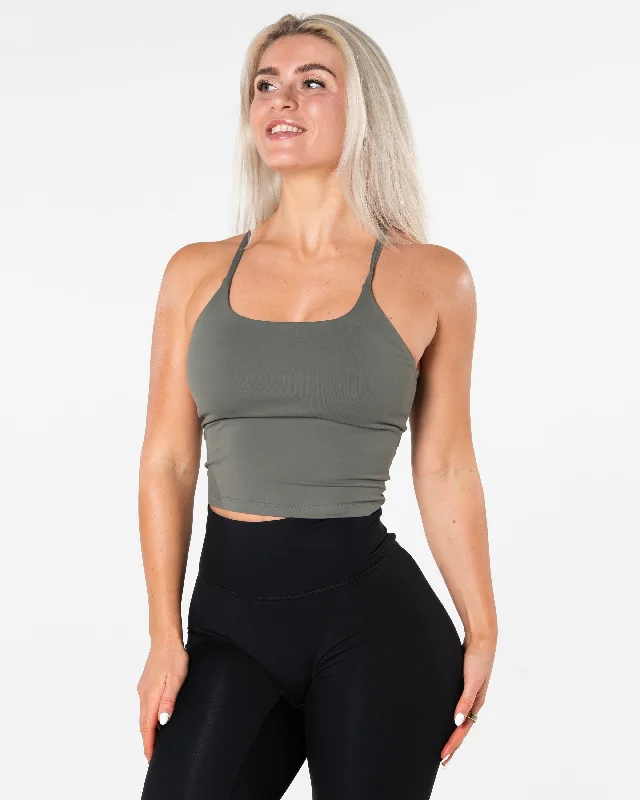 Yoga Bar with Chia Pudding -Core Singlet Top - Khaki Green