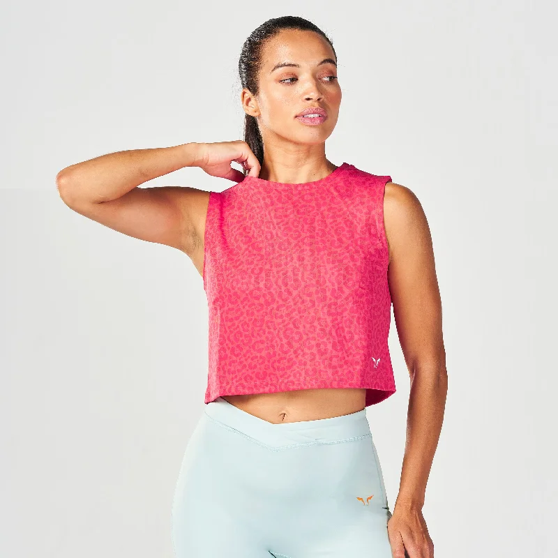 Yoga Bars with Natural Flavor -Core Crop Tank - Cayenne Leopard
