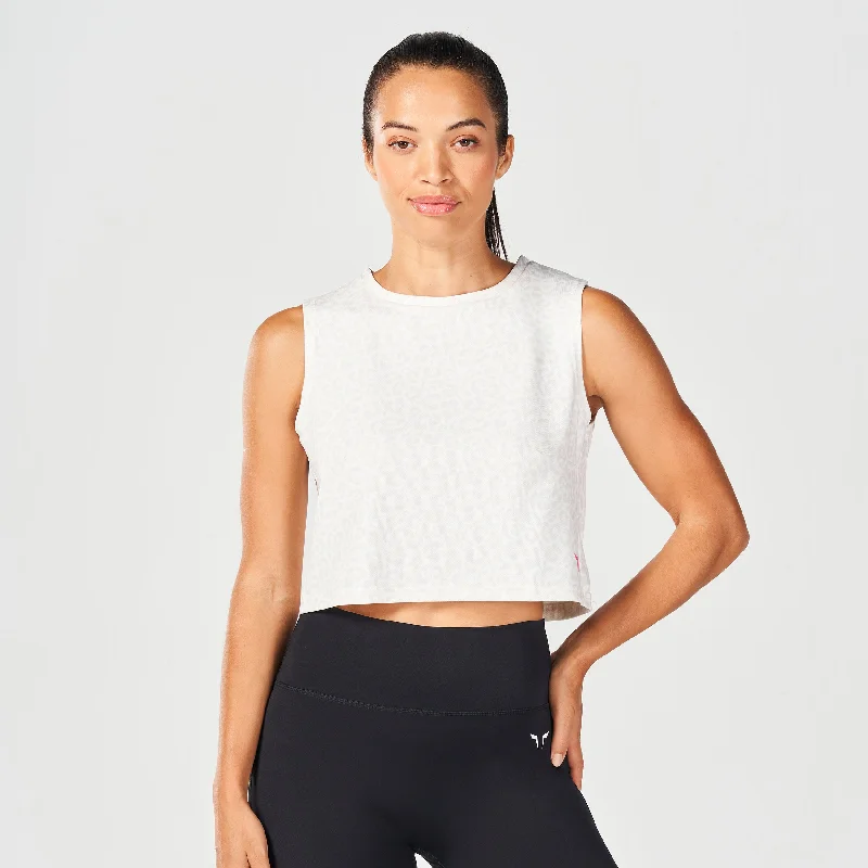 Organic Protein Bar for Detoxing -Core Crop Tank - Pearl White Leopard
