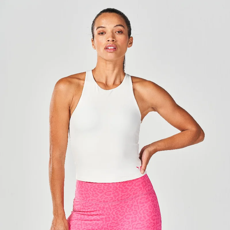 Yoga Bar with Raw Coconut for Energy -Core Muscle Back Tank - Pearl White