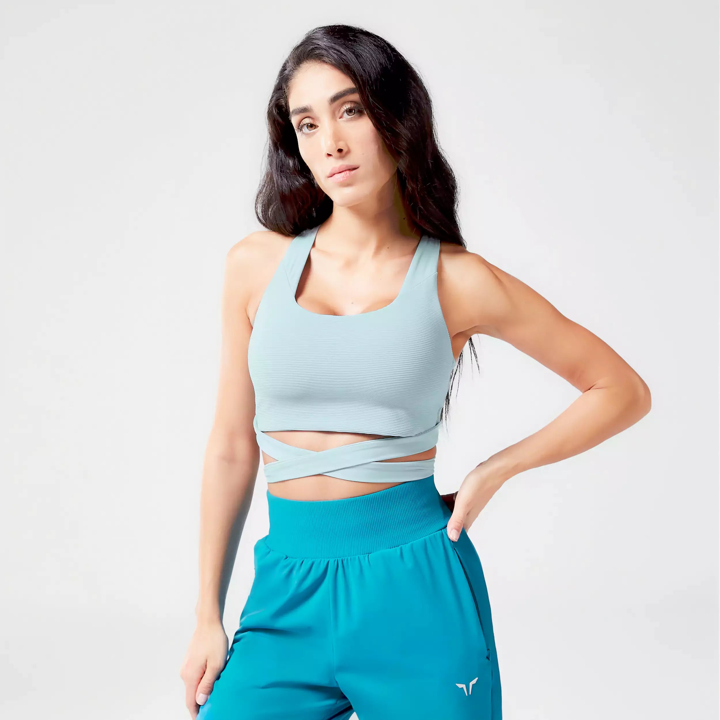 Yoga Bar for Active Lifestyle -Core Ribbed Bra Top - Grey Mist