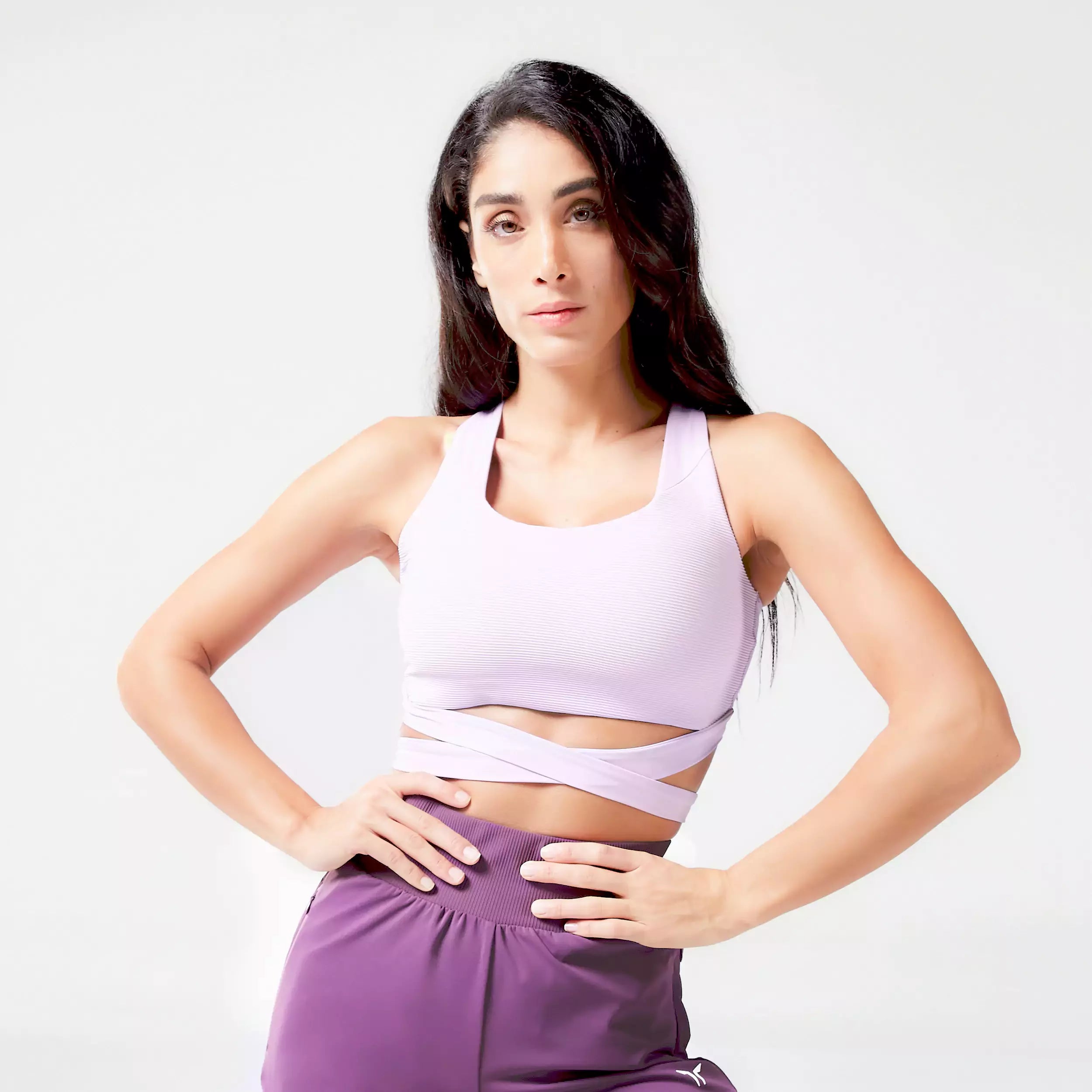 Protein Yoga Bar with Quinoa -Core Ribbed Bra Top - Purple Rose