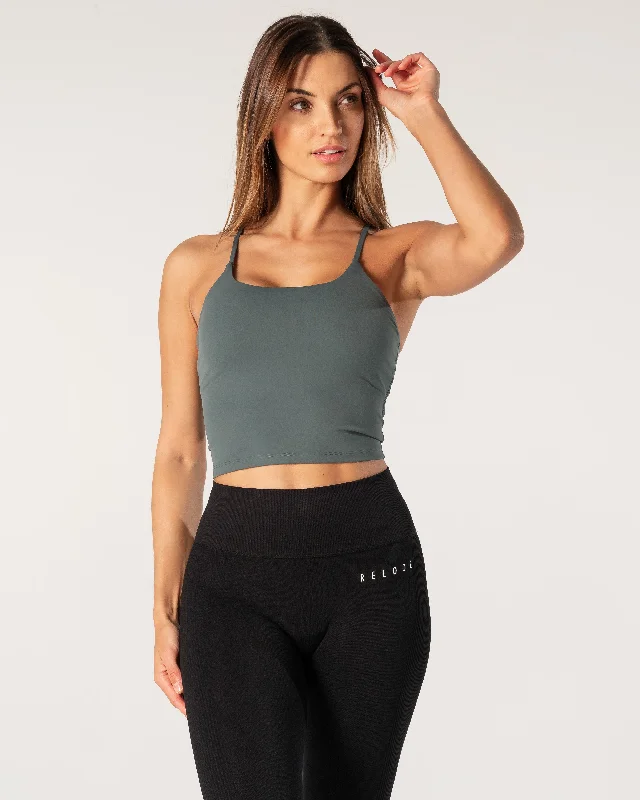 Yoga Bar with Chia and Flax -Core Singlet Top - Teal green