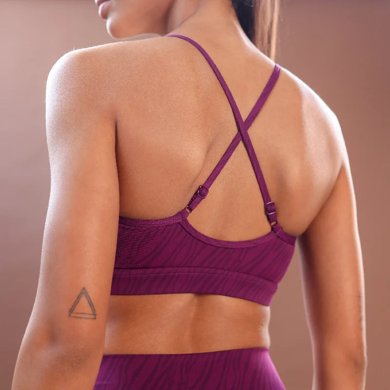 Low-Sugar Yoga Bars -Core Strappy Bra - Dark Purple
