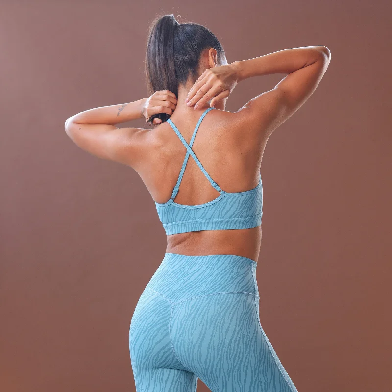Organic Yoga Bars for Energy -Core Strappy Bra - Delph Blue