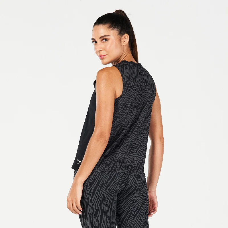 Yoga Bar with Organic Coconut Oil -Core Wild Print Back Tank - Black