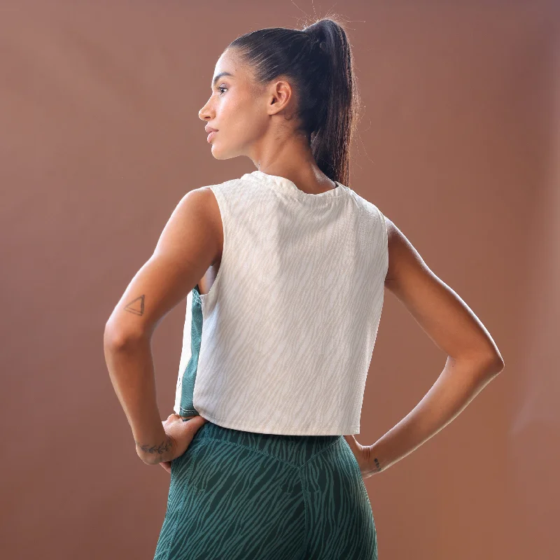 Yoga Bar with Magnesium for Relaxation -Core Wild Print Crop Tank - Pearl White