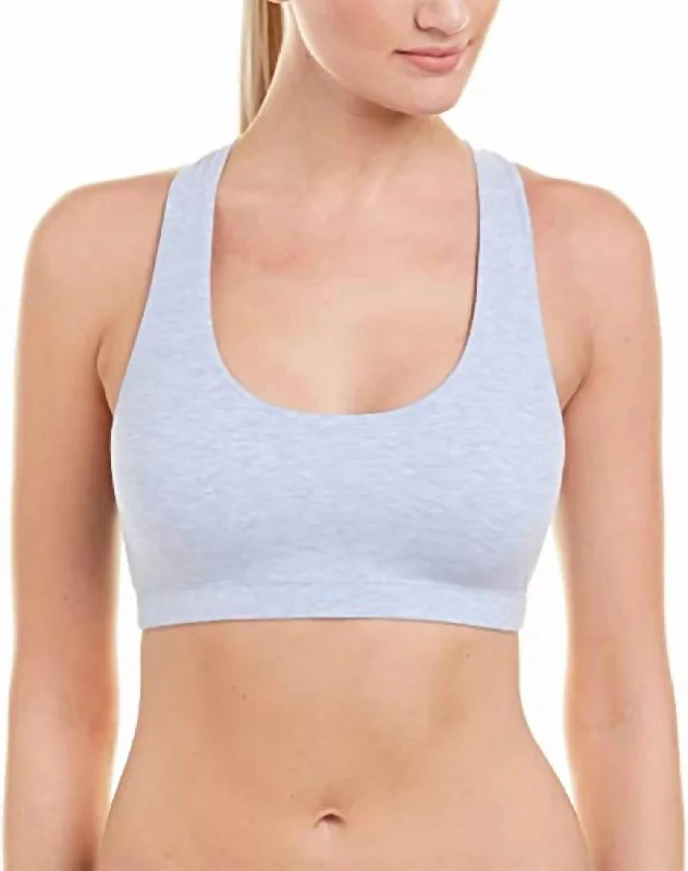 Yoga Bars for Energy and Focus -Cotton Racerback Bralette In Heathered Cloud