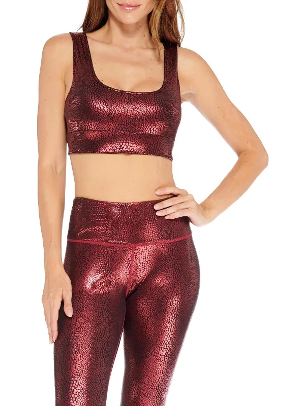 Yoga Bar with Avocado and Kale -Crocodile Gloss Womens Metallic Animal Print Sports Bra Yoga Bar with Avocado and Kale -Crocodile Gloss Womens Metallic Animal Print Sports Bra
