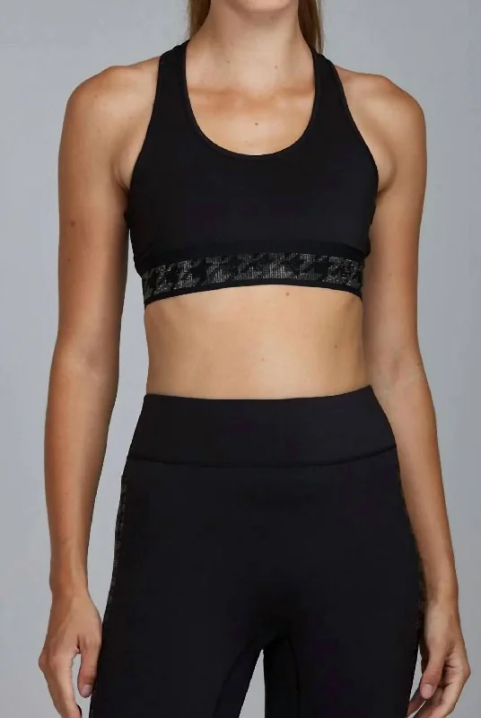 Yoga Bar for Mindful Eating -Crystal Houndstooth Bra In Black