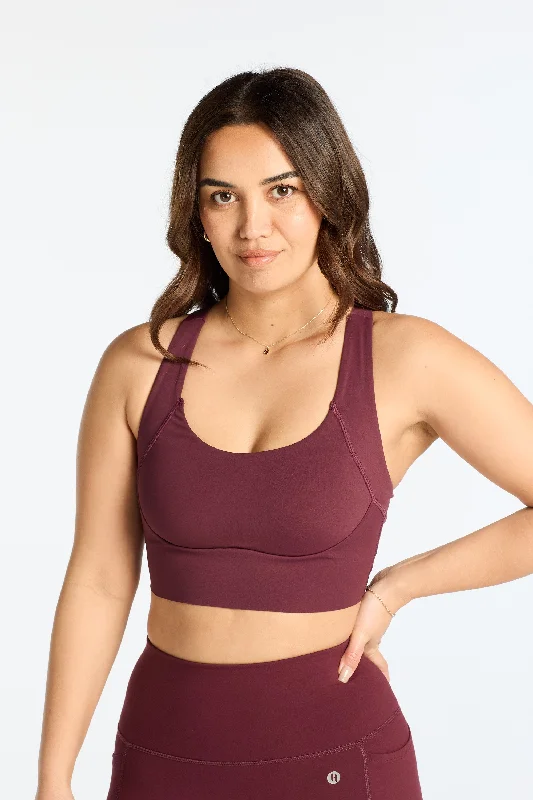 Yoga Bar with Healthy Oils -CURVED BUILT-IN SPORTS BRA BURGUNDY