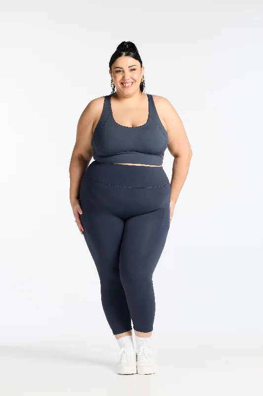 Yoga Bar with Low Sugar Ingredients -CURVED BUILT-IN SPORTS BRA SLATE BLUE