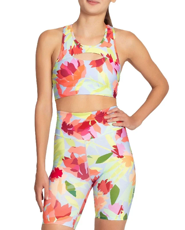 Yoga Bar with Coconut Oil for Smoothness -Cut Out Racerback Sports Bra In Oasis Light Blue
