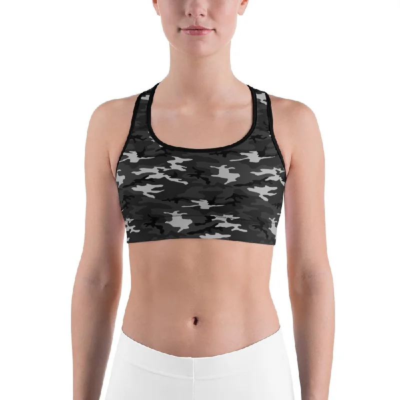 Yoga Bar with Date Paste -Dark Grey Camo Sports Bra