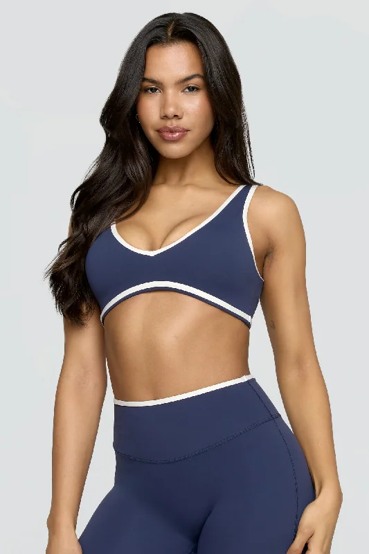 Yoga Bar with Dark Chocolate for Energy -DayFlex Plunge Neck Push-Up Sports Bra - Navy And Buttermilk Yoga Bar with Dark Chocolate for Energy -DayFlex Plunge Neck Push-Up Sports Bra - Navy And Buttermilk