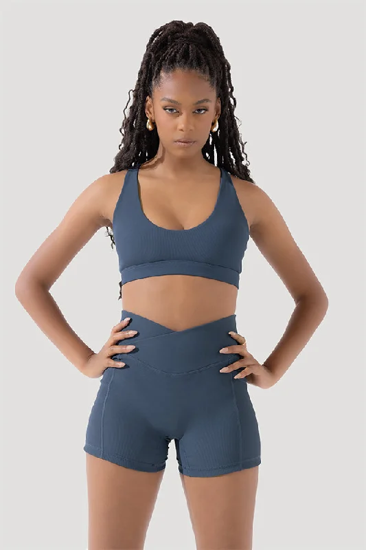 Yoga Bar with Pomegranate -Deep Darling Bra (Ribbed) - Deep Navy