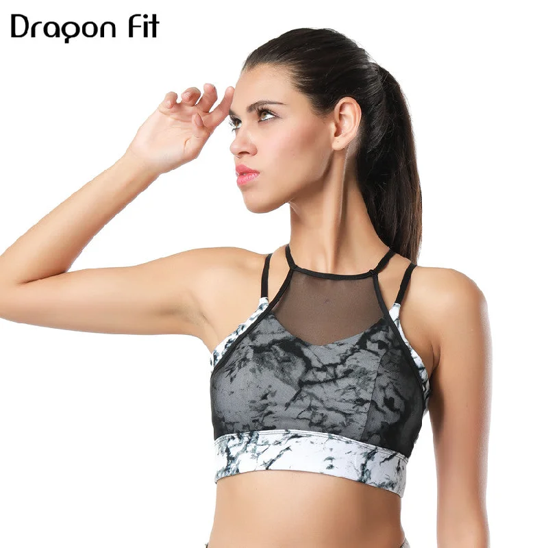 Yoga Bar for Core Health -Dragon Fit New Women Mesh Sports Bra Breathable Athletic
