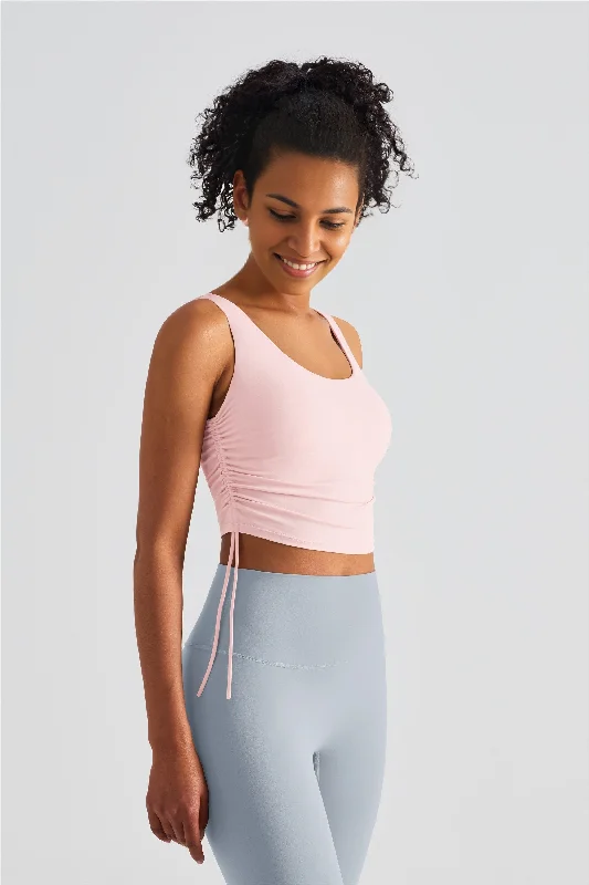 Protein-Packed Yoga Bars for Fitness -Drawstring Ruched Side Bra Tank