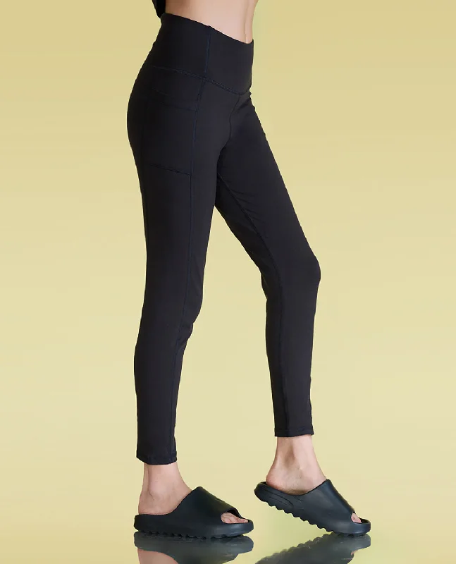 Yoga Bar with Blueberries -Women Cotton Stretchable Leggings with Pockets