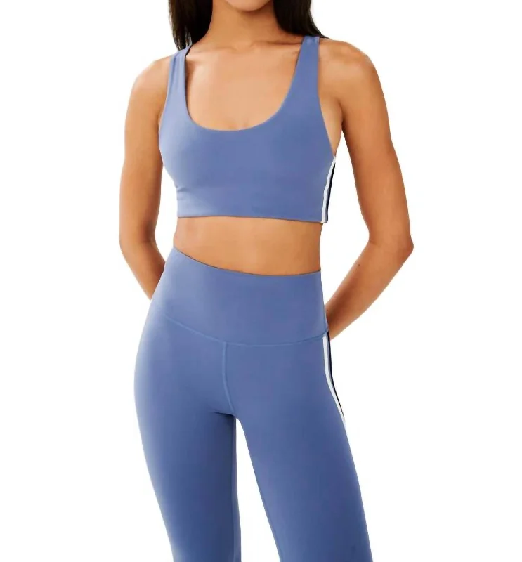 Yoga Bar with Sunflower Butter -Ella Airweight Bra In Steel Blue/white