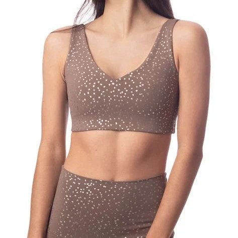 Yoga Bar for Long-Lasting Energy -Essence Eco V Taupe Foil Crop Top