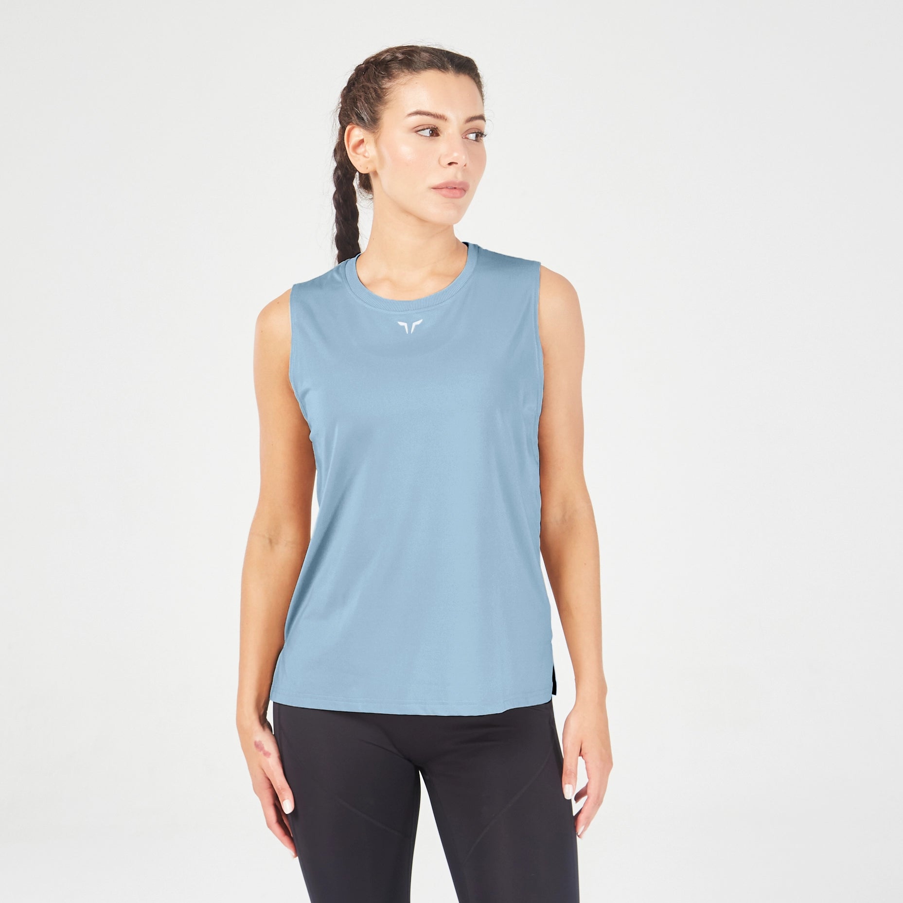 Yoga Bar for Health and Fitness Goals -Essential Crew Tank - Coronet Blue